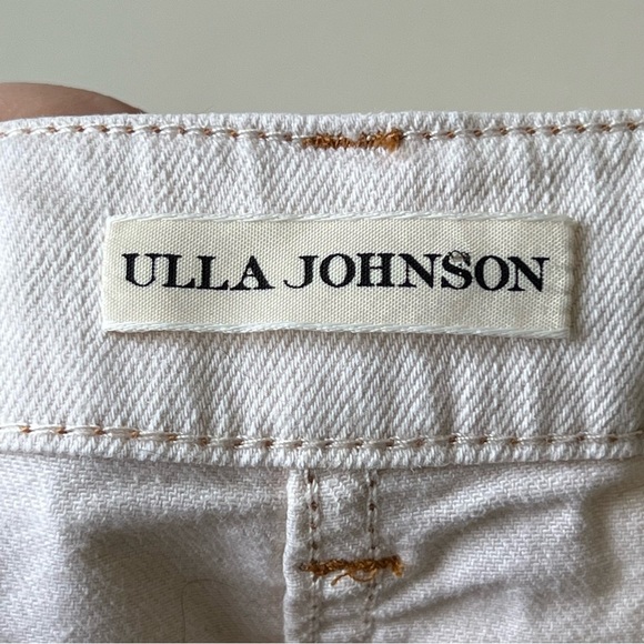 ULLA JOHNSON Women's Brodie Jeans Tapered Ankle Off White Ivory Size 10 Ballon - Picture 12 of 16